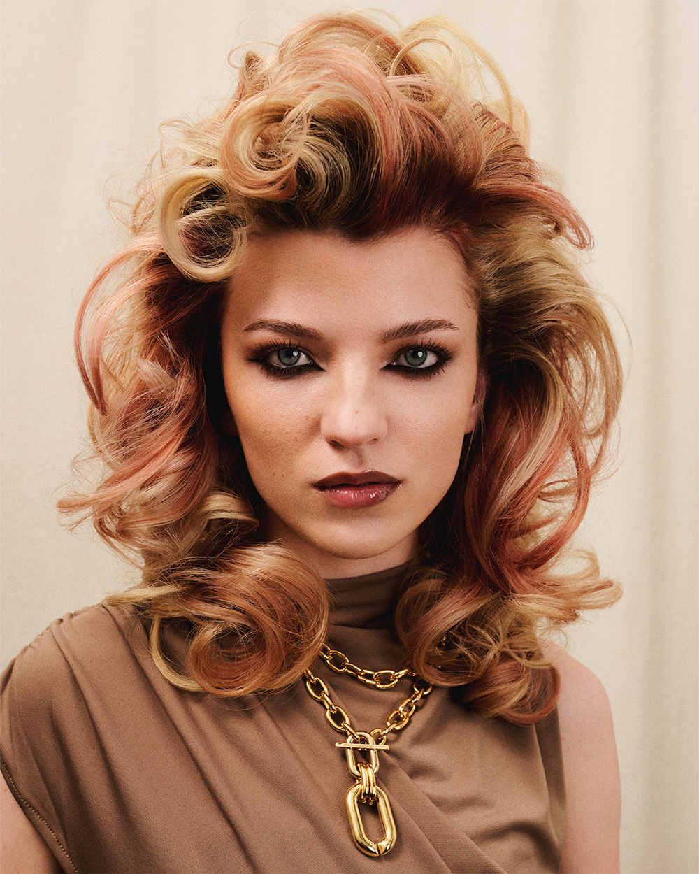 Curly Pink and Peach Layered Cut -Josh Goldsworthy and Sophie-Rose Goldsworthy - BHA South West Hairdresser of the Year 2026 Finalist Collection